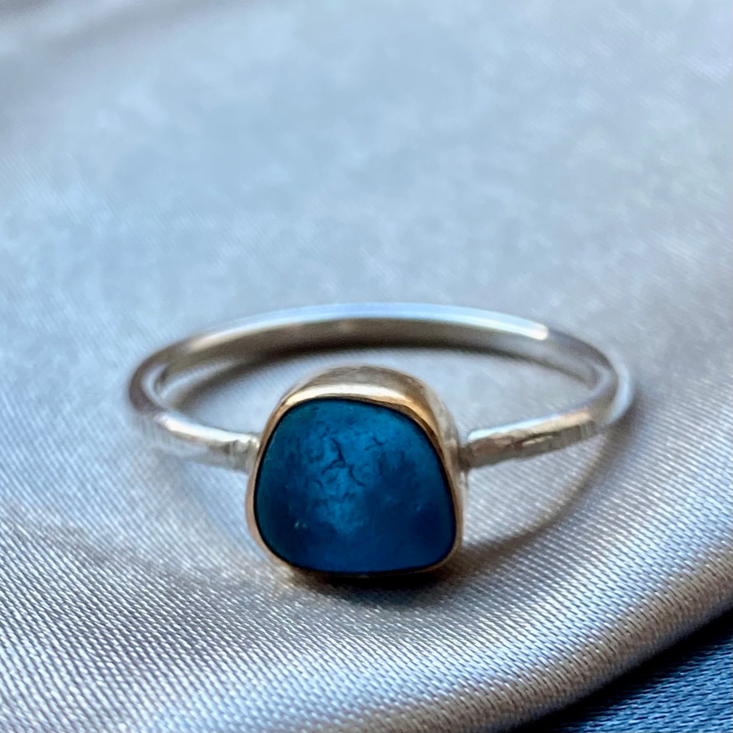 The Classic Sea Glass Ring with Gold Bezel