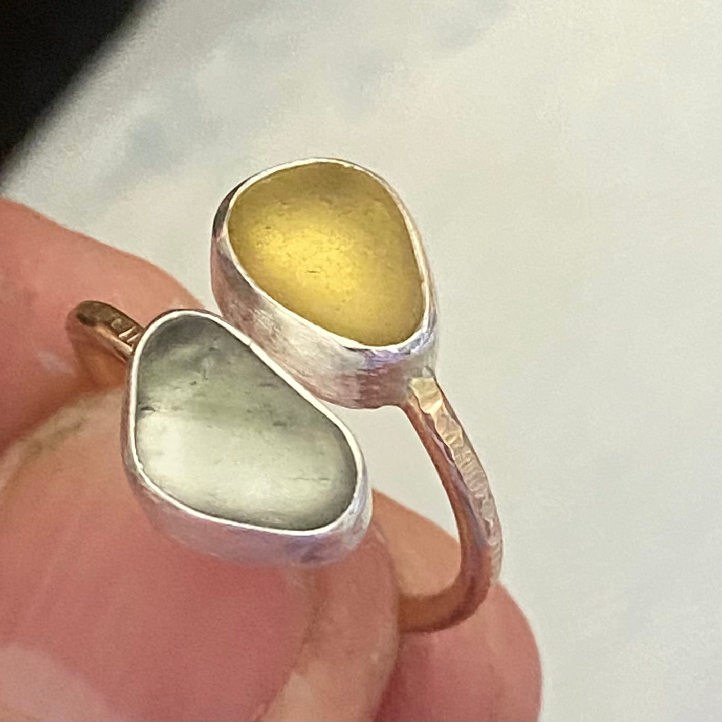 The Balance Ring | Sea Glass Ring with Gold Band