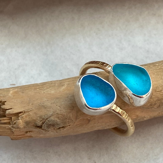 The Balance Ring | Sea Glass Ring with Gold Band
