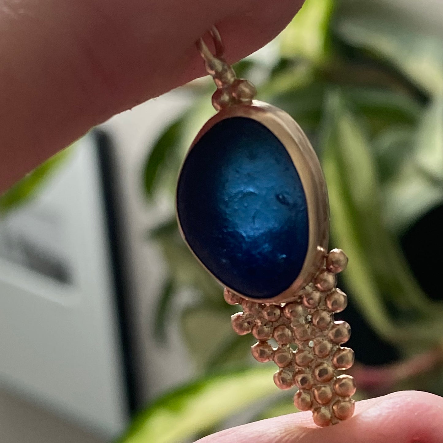 The Mermaid Tail Pendant - The Mermaid Tail Necklace. Beautiful piece of sea glass nested in a hand-crafted in a 14k gold bezel with 14k gold fill accents. Kate Samson Design