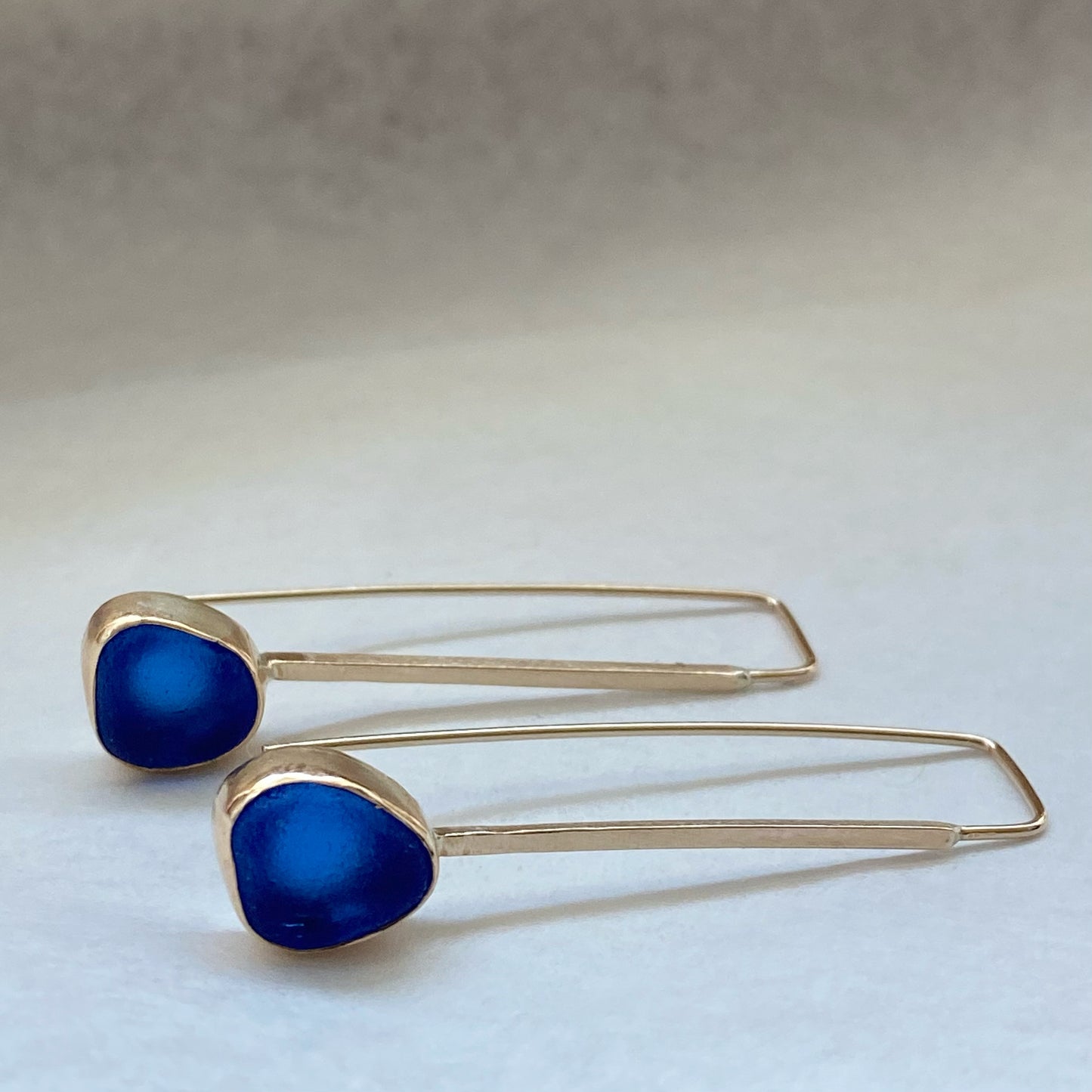 The Art Deco Threader in Gold | Sea Glass Earrings