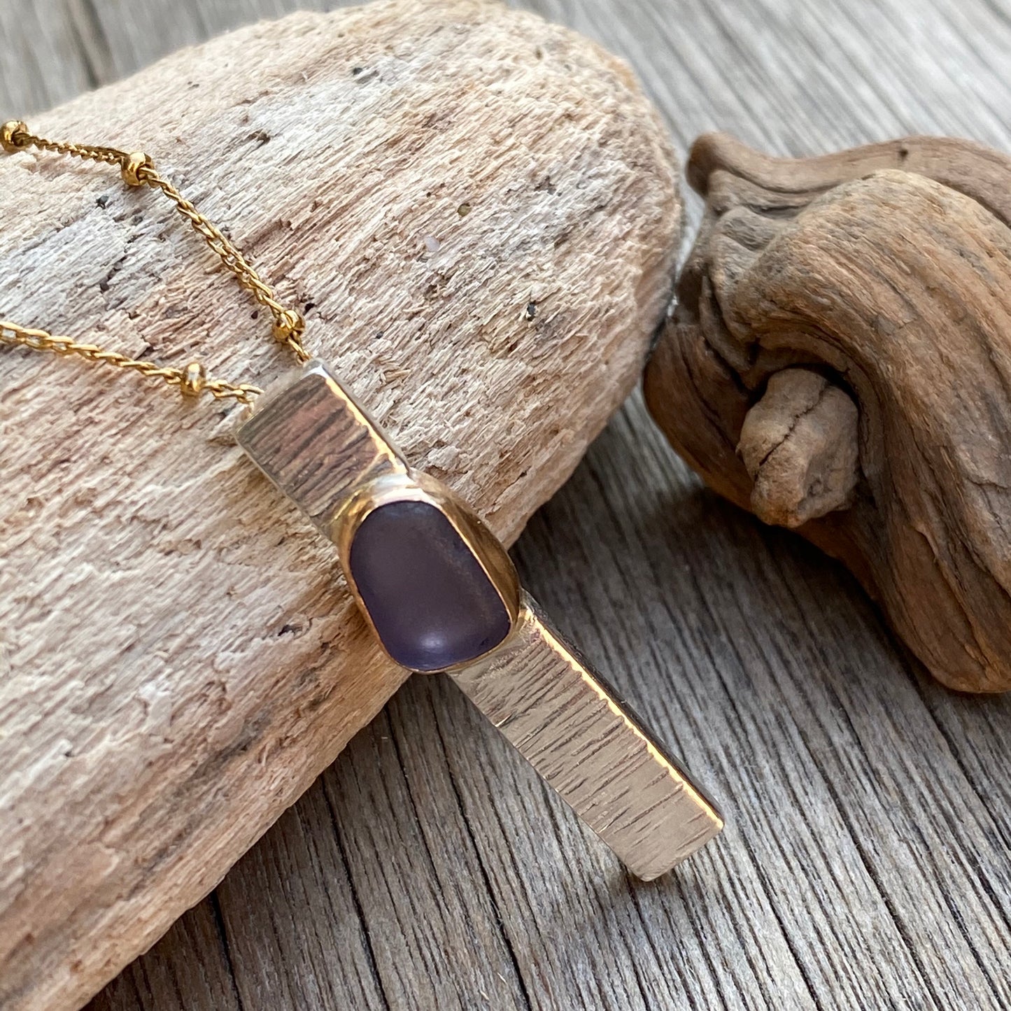 The Ascension Bar Necklace | Sea Glass Pendant