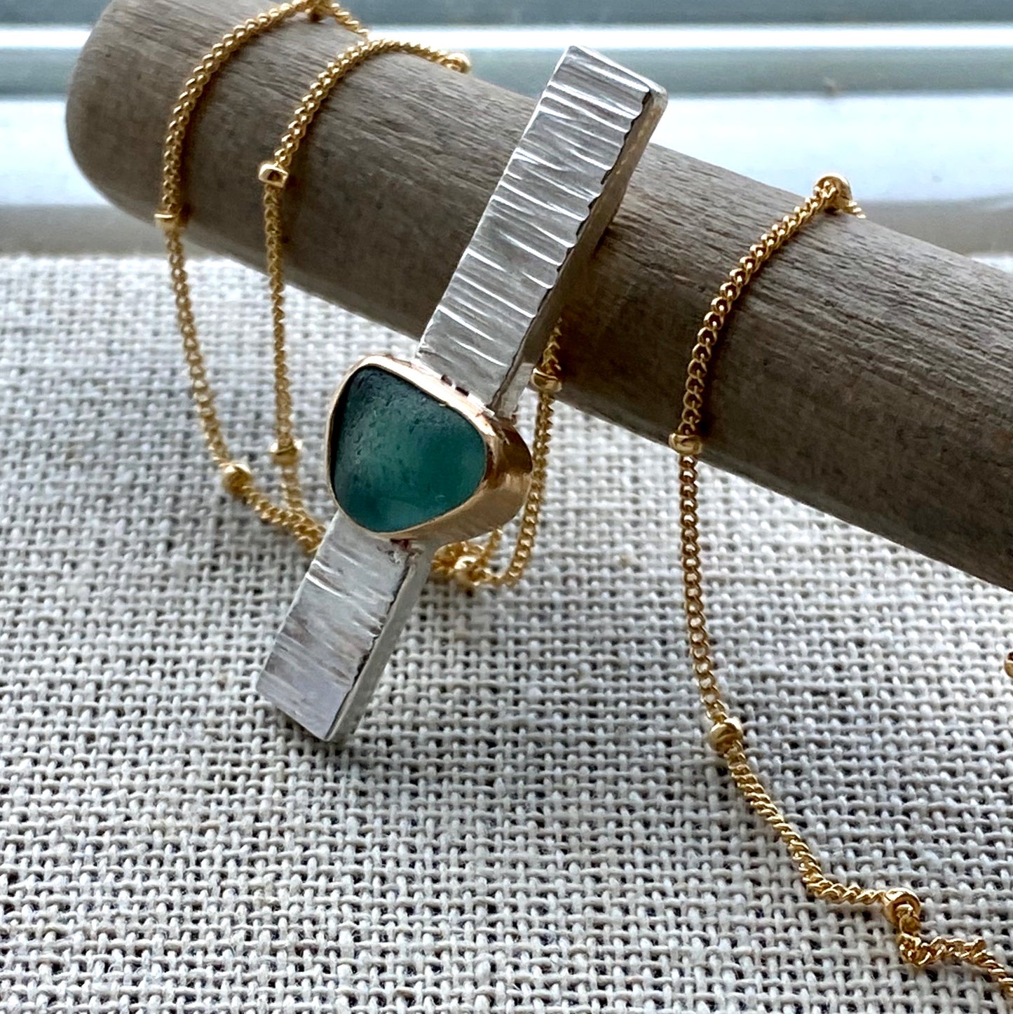 The Ascension Bar Necklace | Sea Glass Pendant