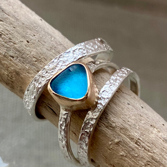 The Sea Glass Trio of Stacking Rings