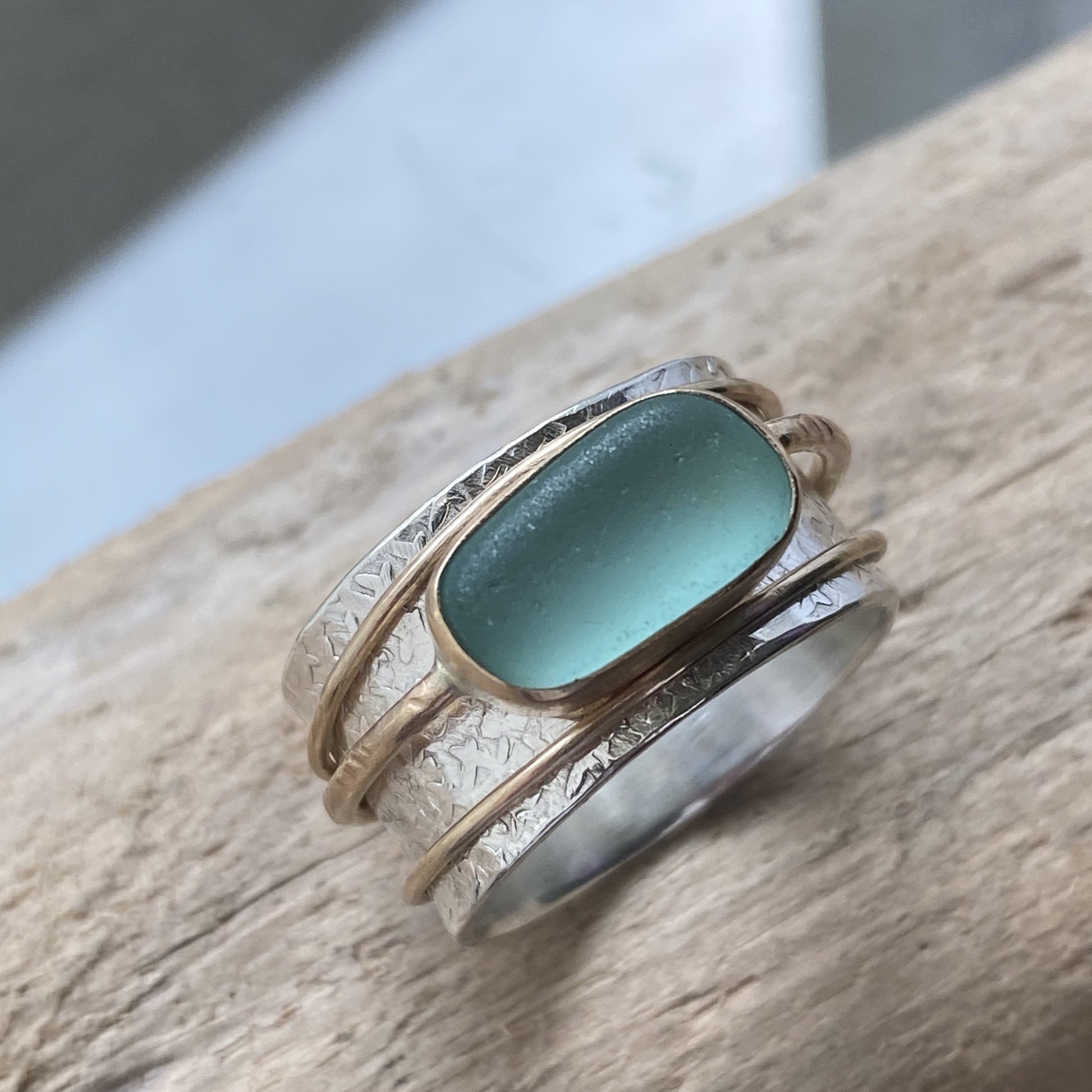 Sea Glass Meditation RingThe Meditation Ring with Extra Gold Bands | Sea Glass Ring