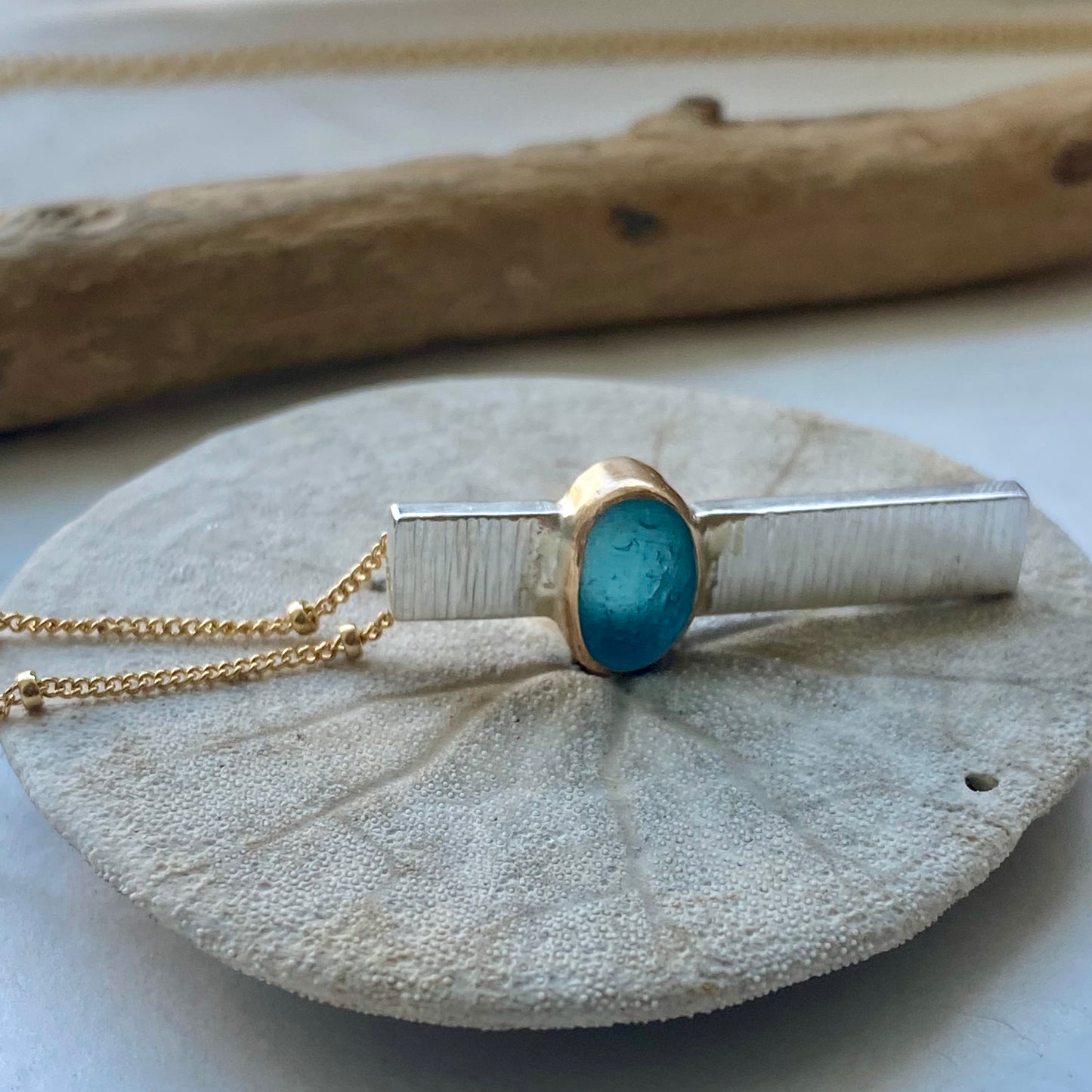 The Vertical Bar Sea Glass Necklace 