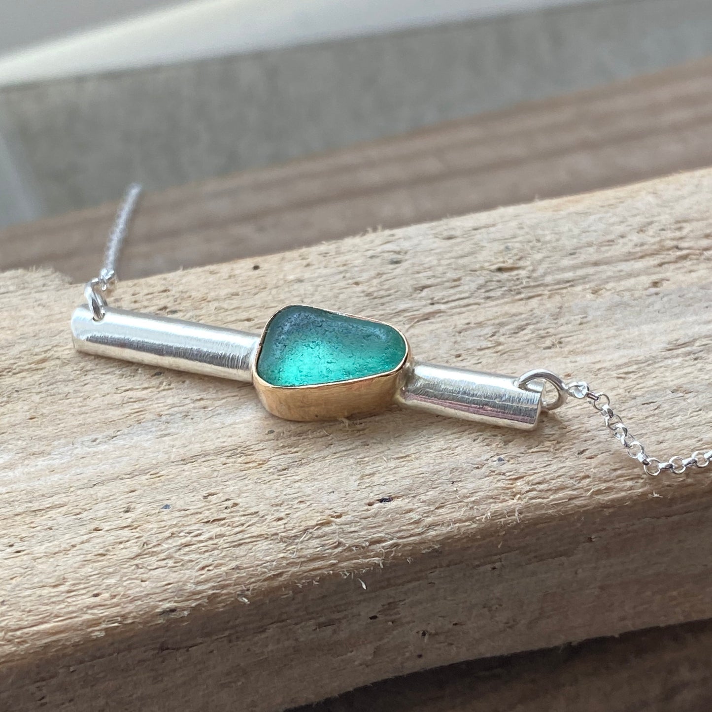 The Bar Necklace | Sea Glass Pendant