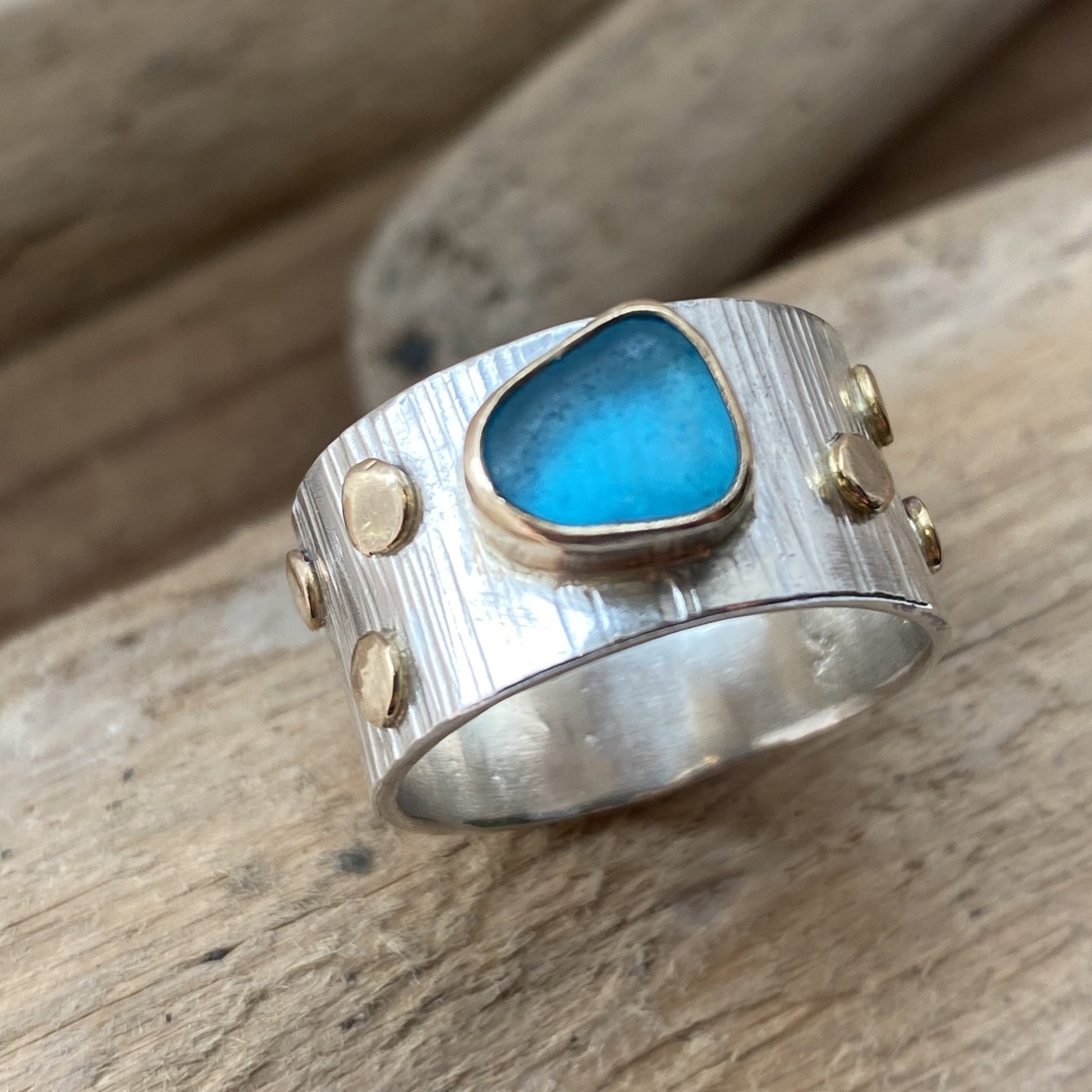 Sea glass ring, the pebble ring, katesamsondesign