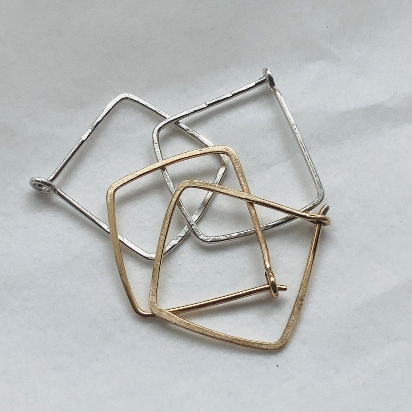 Sterling Silver & 14k Gold Square Hoops by Kate Samson Design