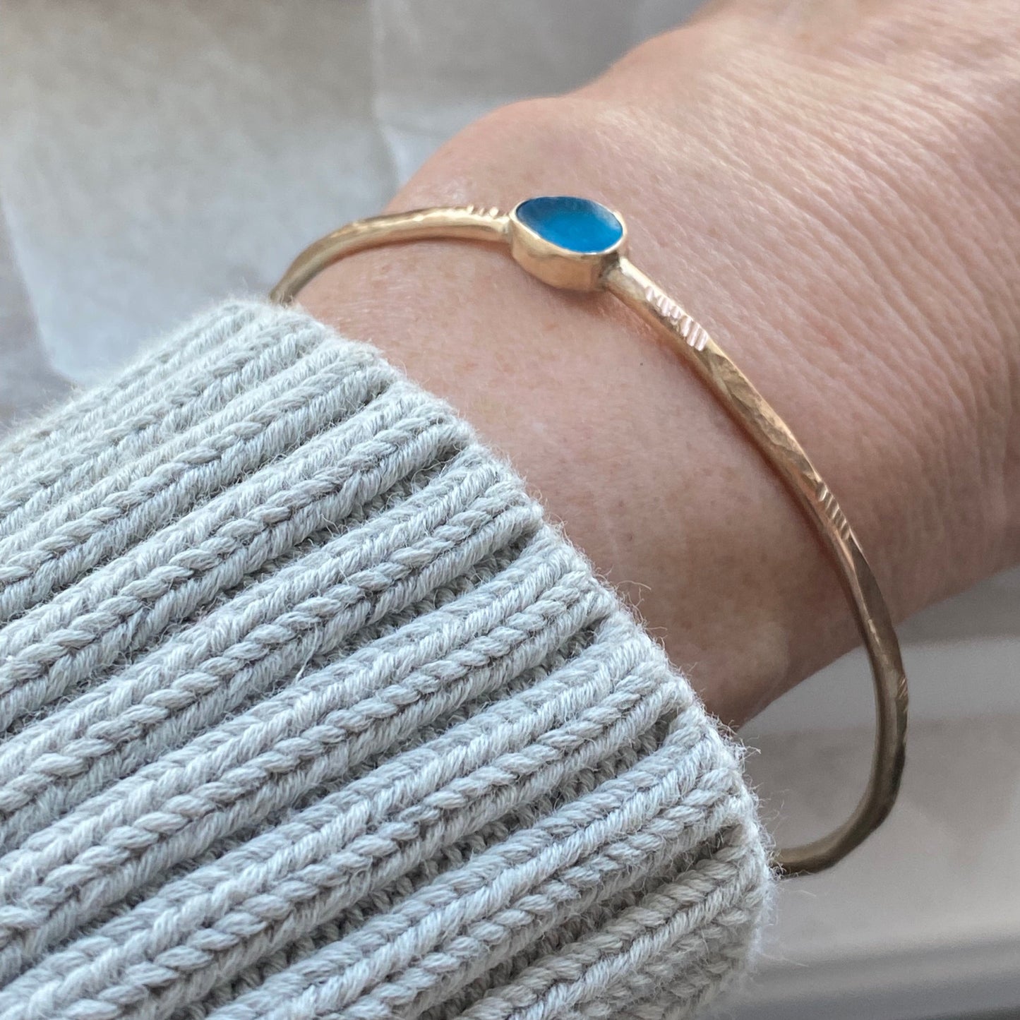 delicate gold sea glass bangle