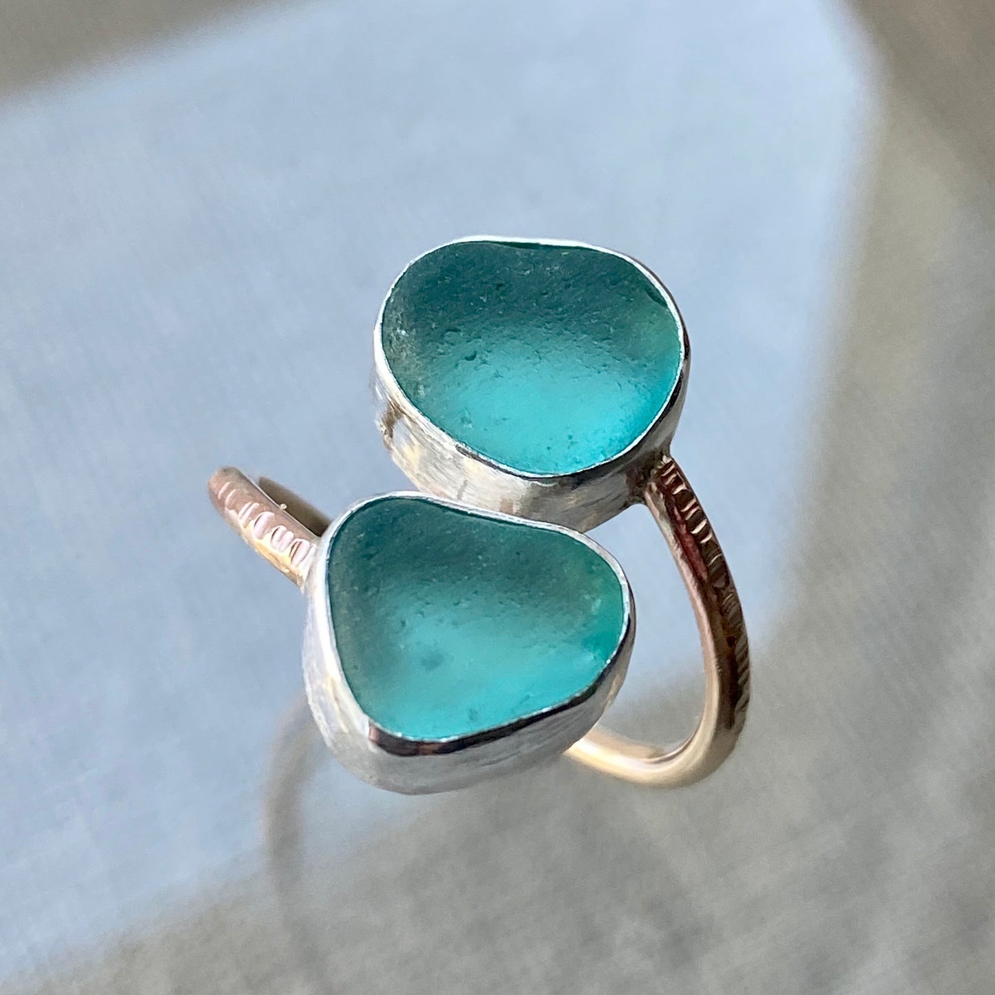 The Balance Ring | Sea Glass Ring with Gold Band