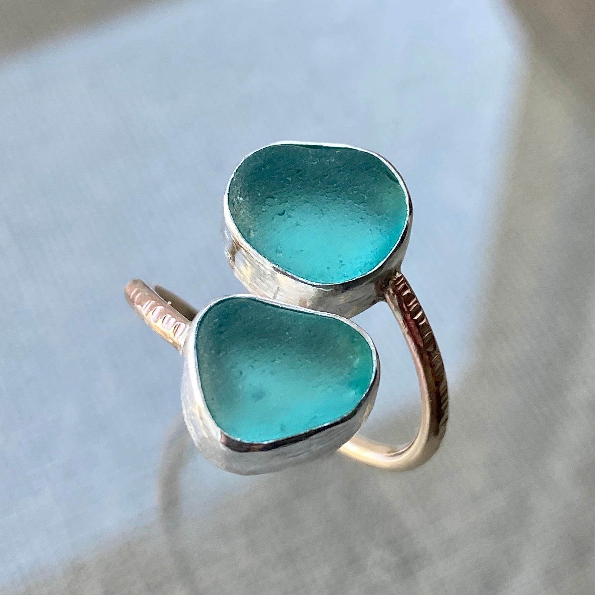 The Balance Ring | Sea Glass Ring with Gold Band