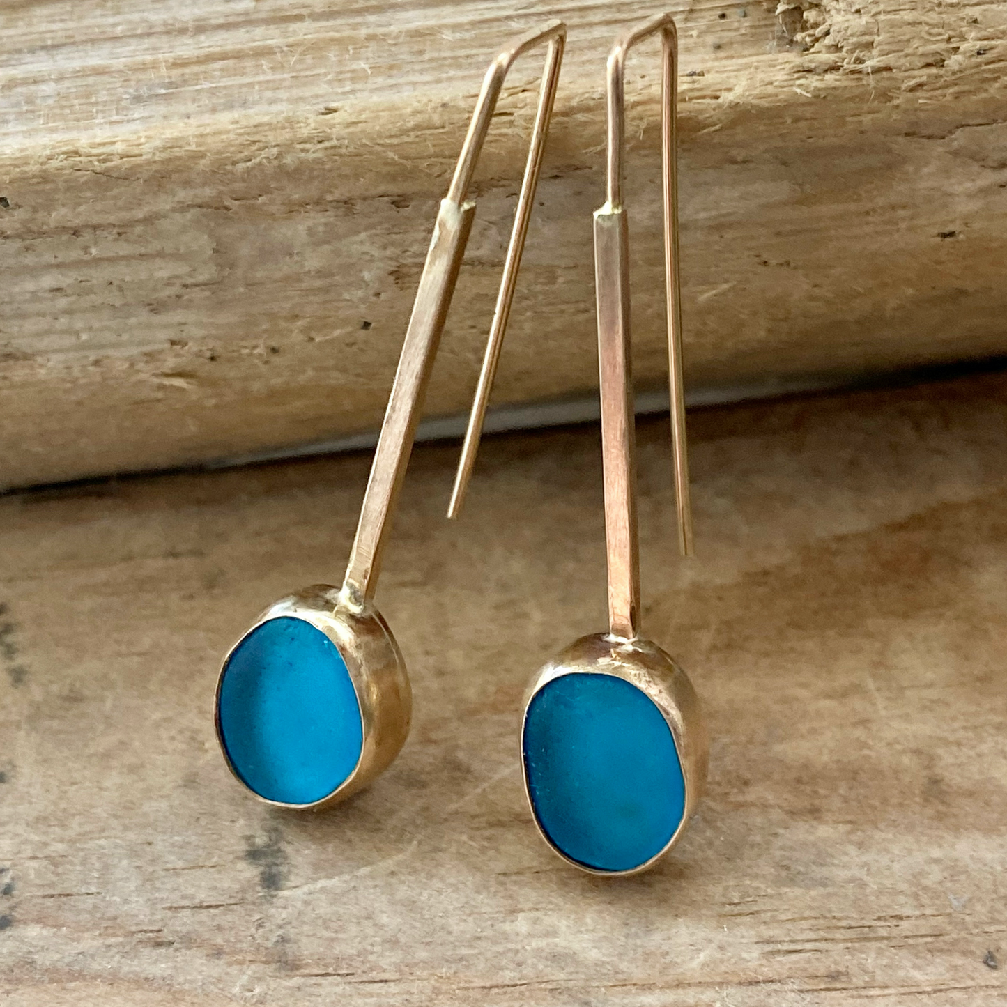The Art Deco Threader in Gold | Sea Glass Earrings